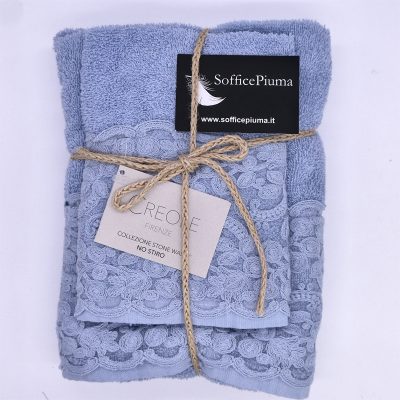 sofficepiuma asciugamano coppia asciugamani bristol creole azzurro 1