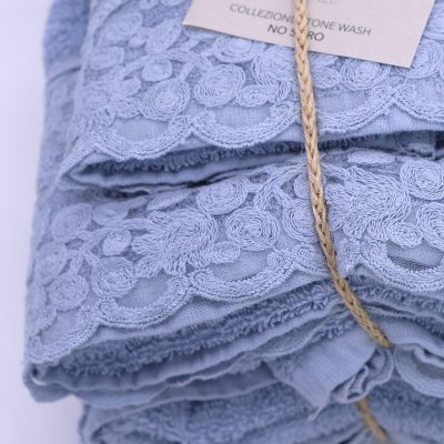 sofficepiuma asciugamano coppia asciugamani bristol creole azzurro