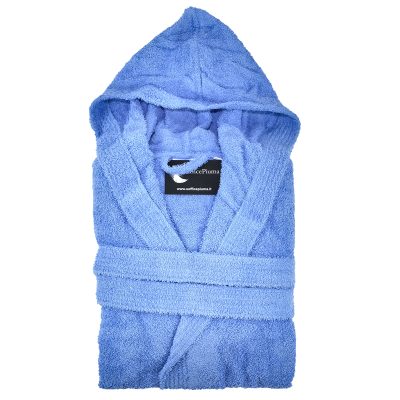 sofficepiuma accappatoio uomo donna cappuccio spugna gabel bassetti caleffi 100 cotone palestra viaggi doccia bagno azzurro