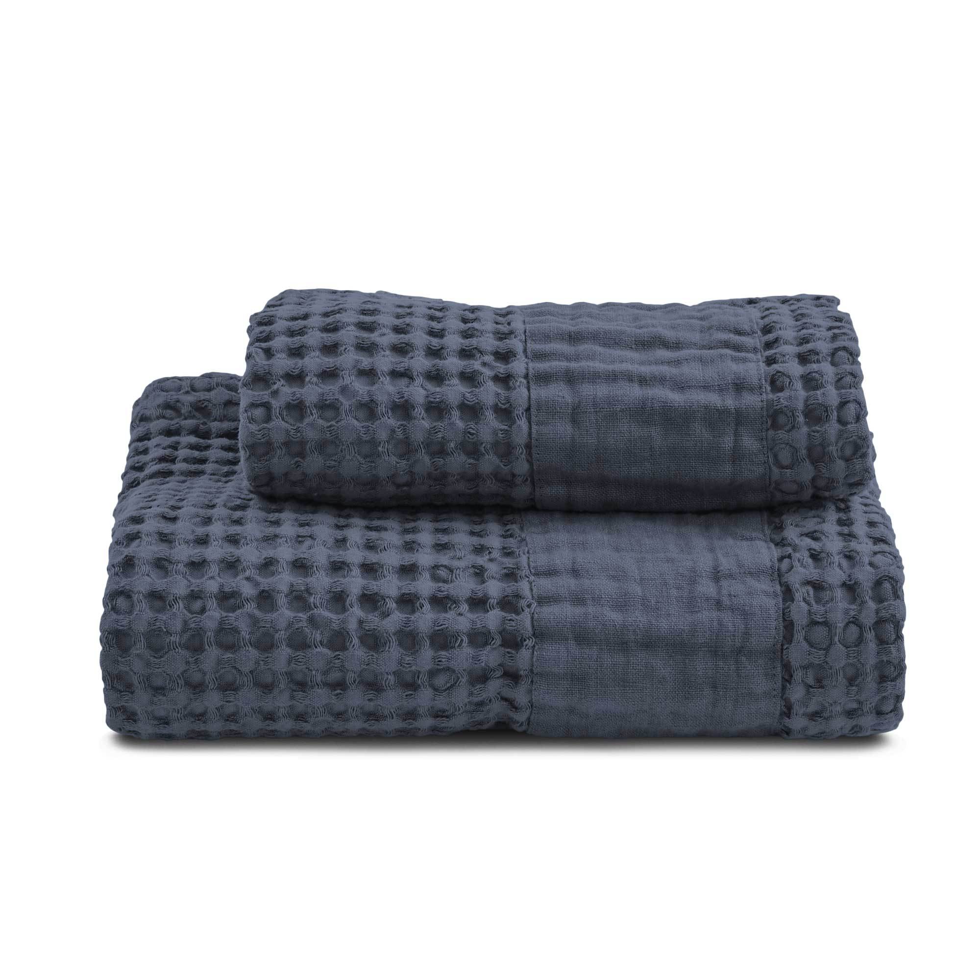 Set di tre asciugamani piccoli blu Camomilla Milano