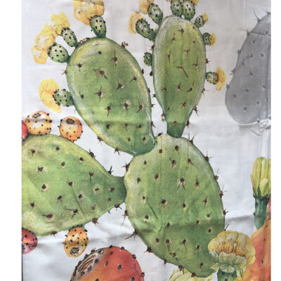 tessitura randi tovaglia 12 posti cotone riciclata green cactus floreale fico india